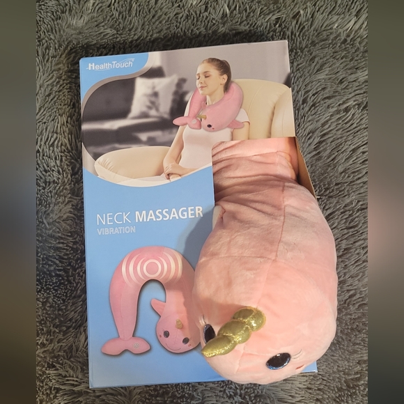 HealthTouch Neck Massaging Wrap Massager with vibration, Pink Unicorn - Picture 7 of 8